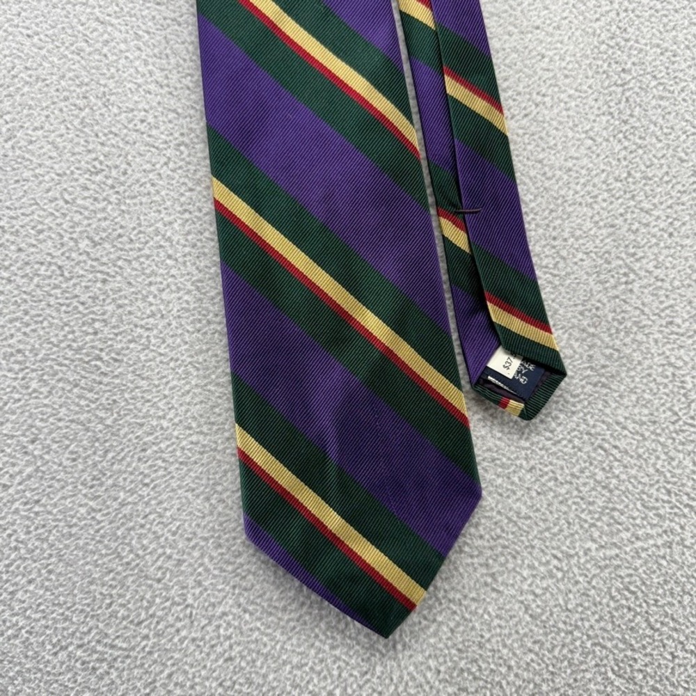 Vintage Ralph Lauren Necktie Mens OS Purple Striped Silk USA made Made by Hand
